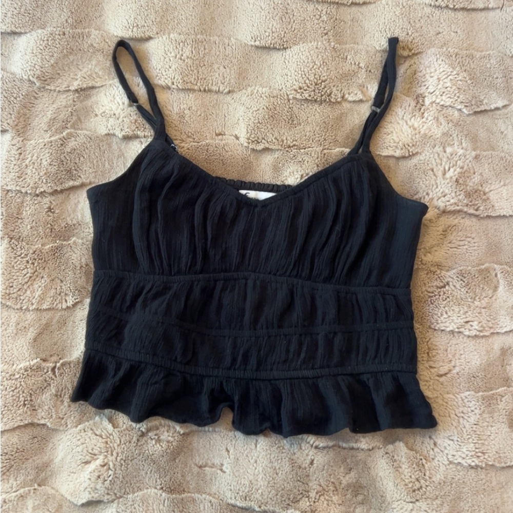 Hollister Black Ruffled Tank Top